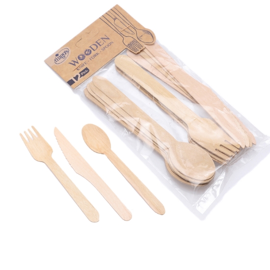 Picture of Migo's Wooden ( Knife -Fork- Spoon   ) 12 Pcs