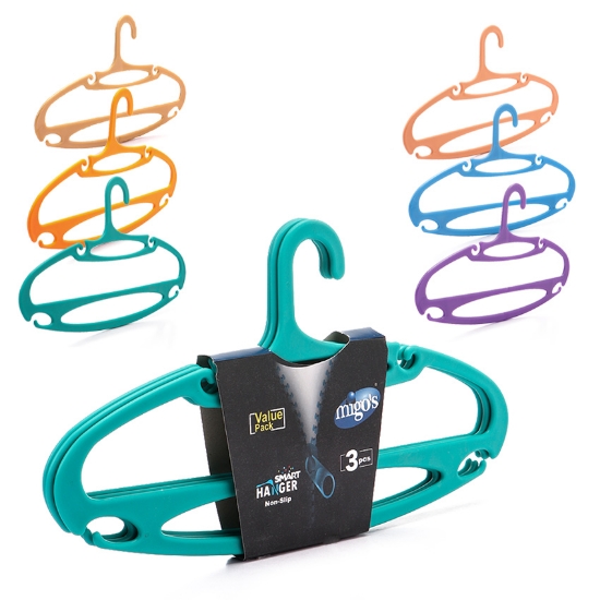 Picture of Migo's Non-Slip Smart Hangers, 3 Pieces - Assorted Colors
